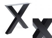Untergestell für Eichen-Tischplatten, Stahl, schwarz, "X"